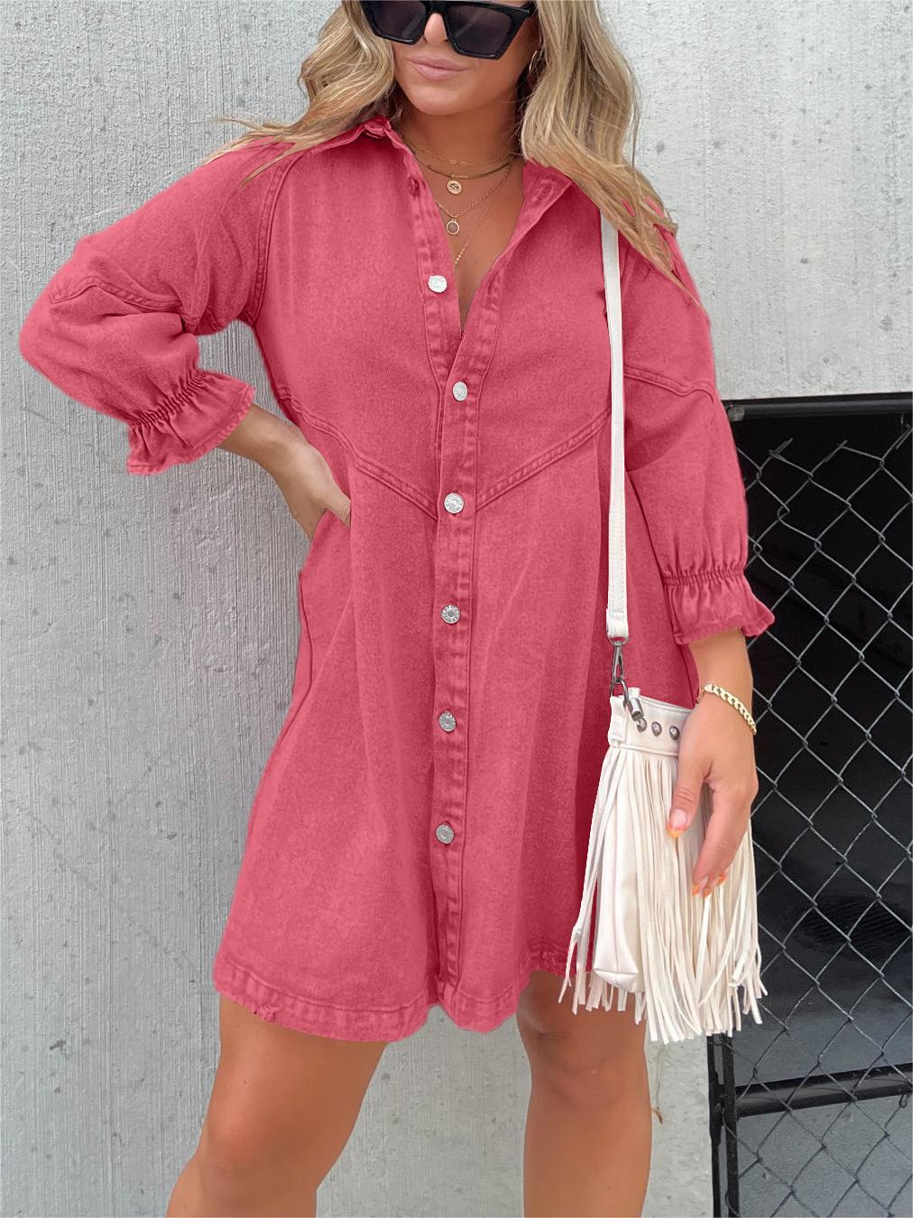 Nevaeh | Denim Dress With Puff Sleeves