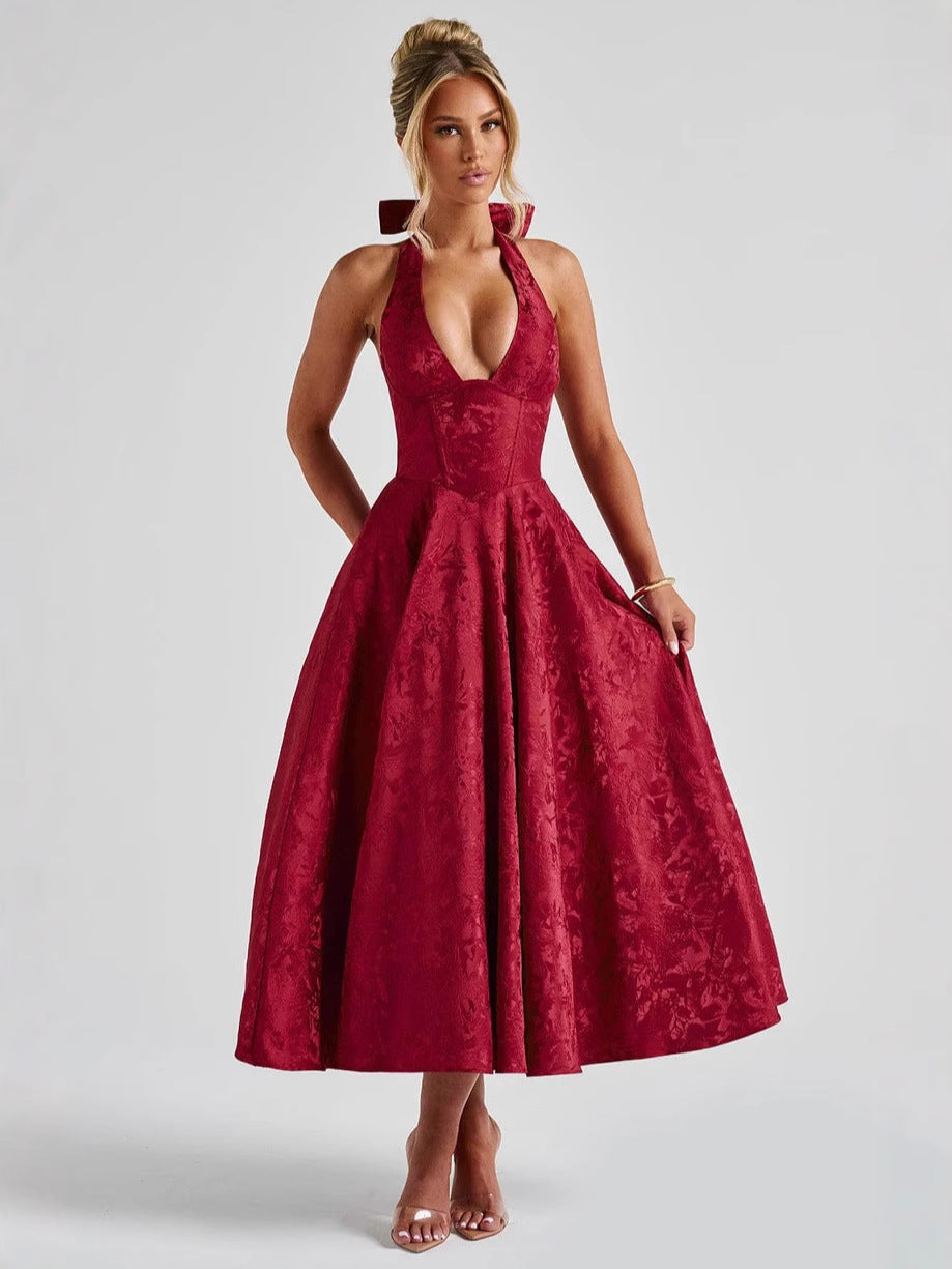 Esmeralda | Halter Sleeveless Midi Dress