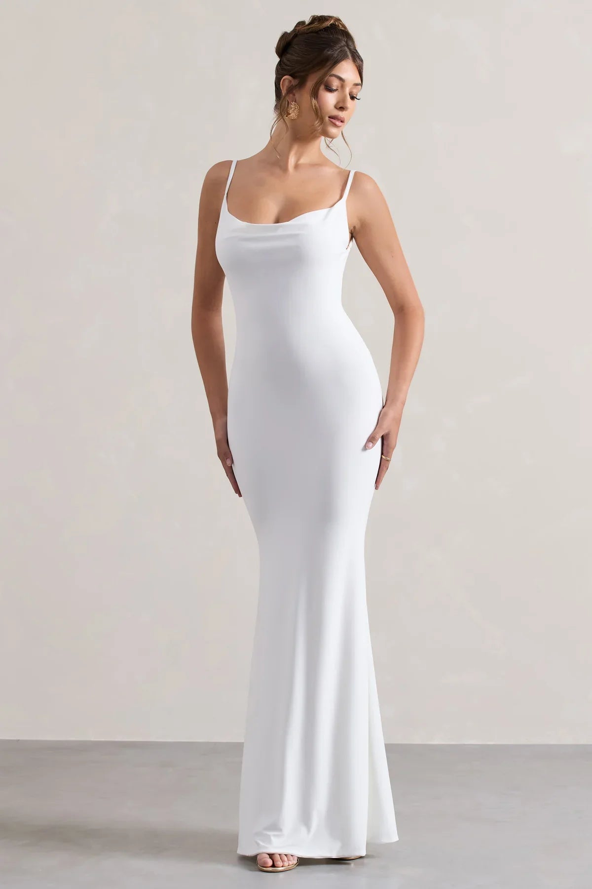 Francoise | Backless Cowl Neck Maxi Dress with Lace Detail