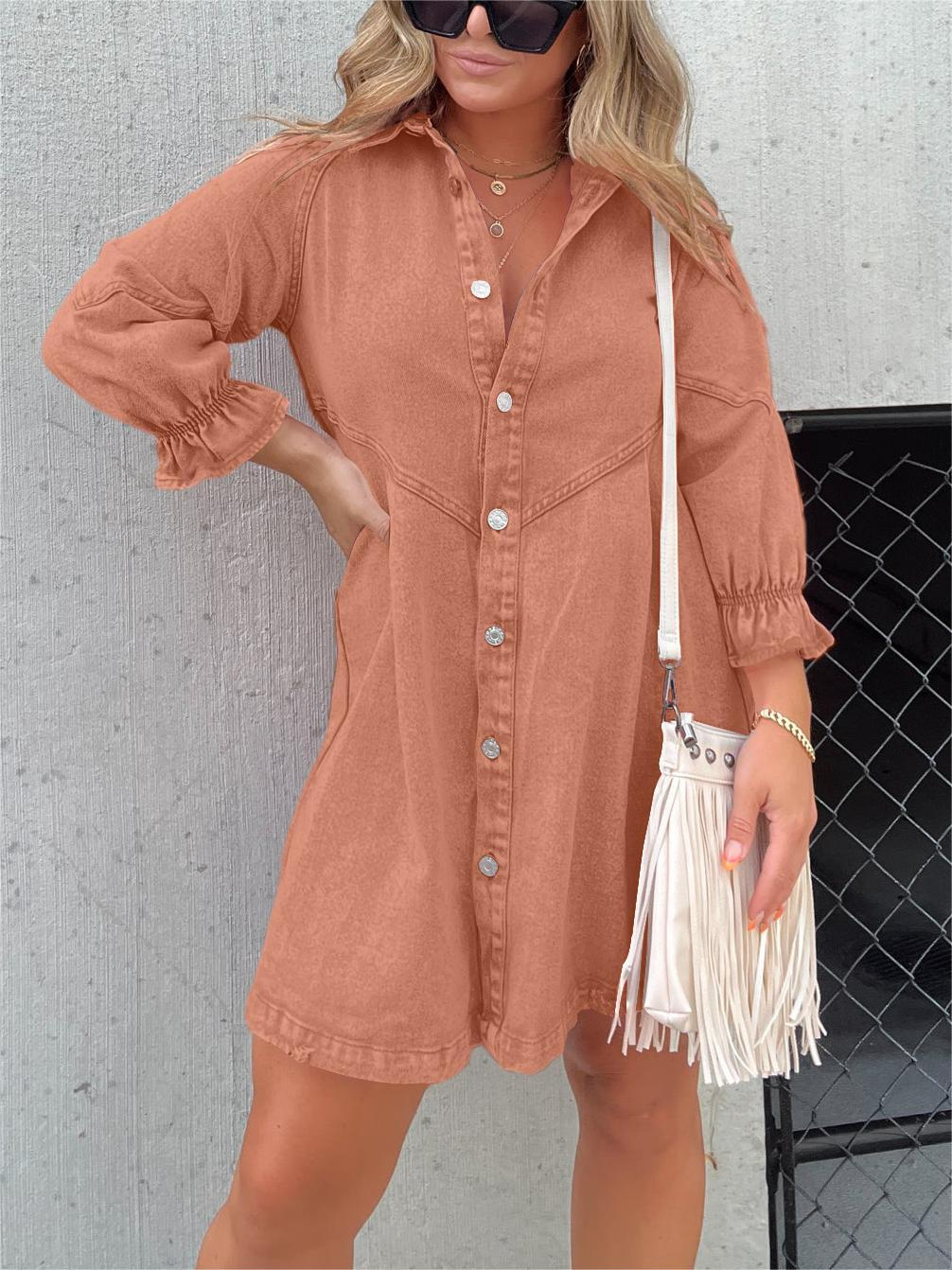 Nevaeh | Denim Dress With Puff Sleeves