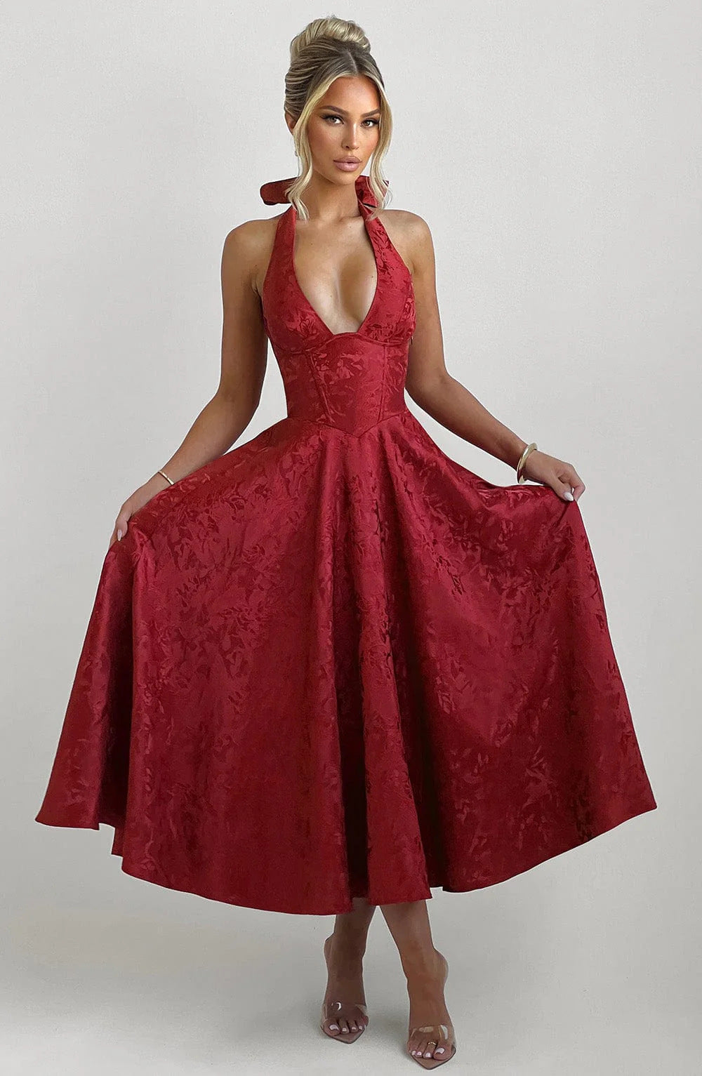 Esmeralda | Halter Sleeveless Midi Dress